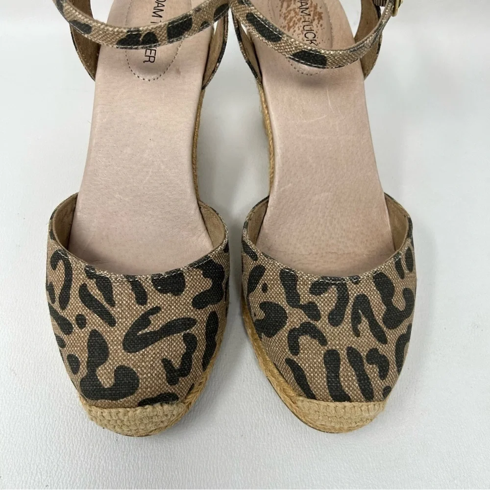 Adam Tucker Espadrille Leopard Print Wedges, Women’s Size 7M